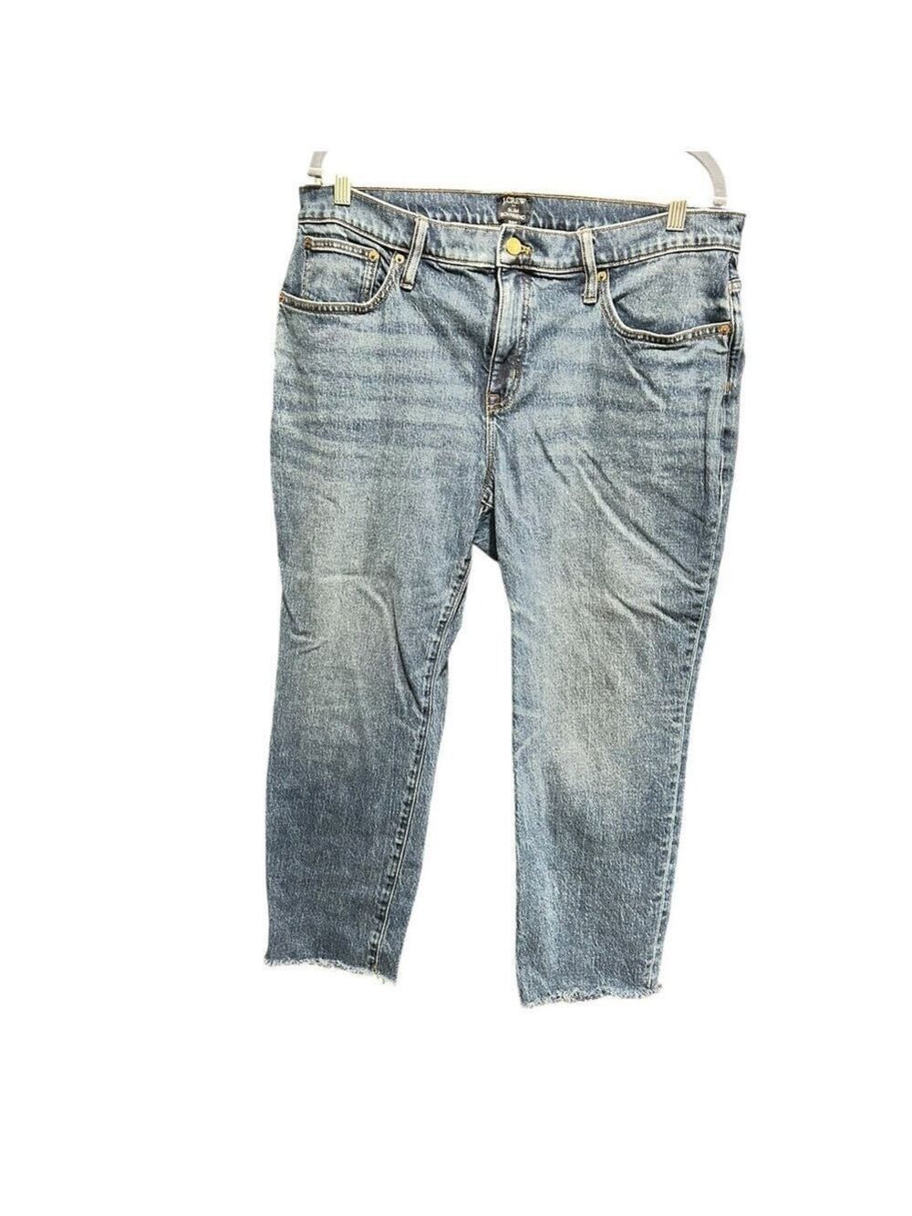 J. Crew Slim Boyfriend Jeans All Day Stretched Tinted Indigo Wash Cropped 32P EC